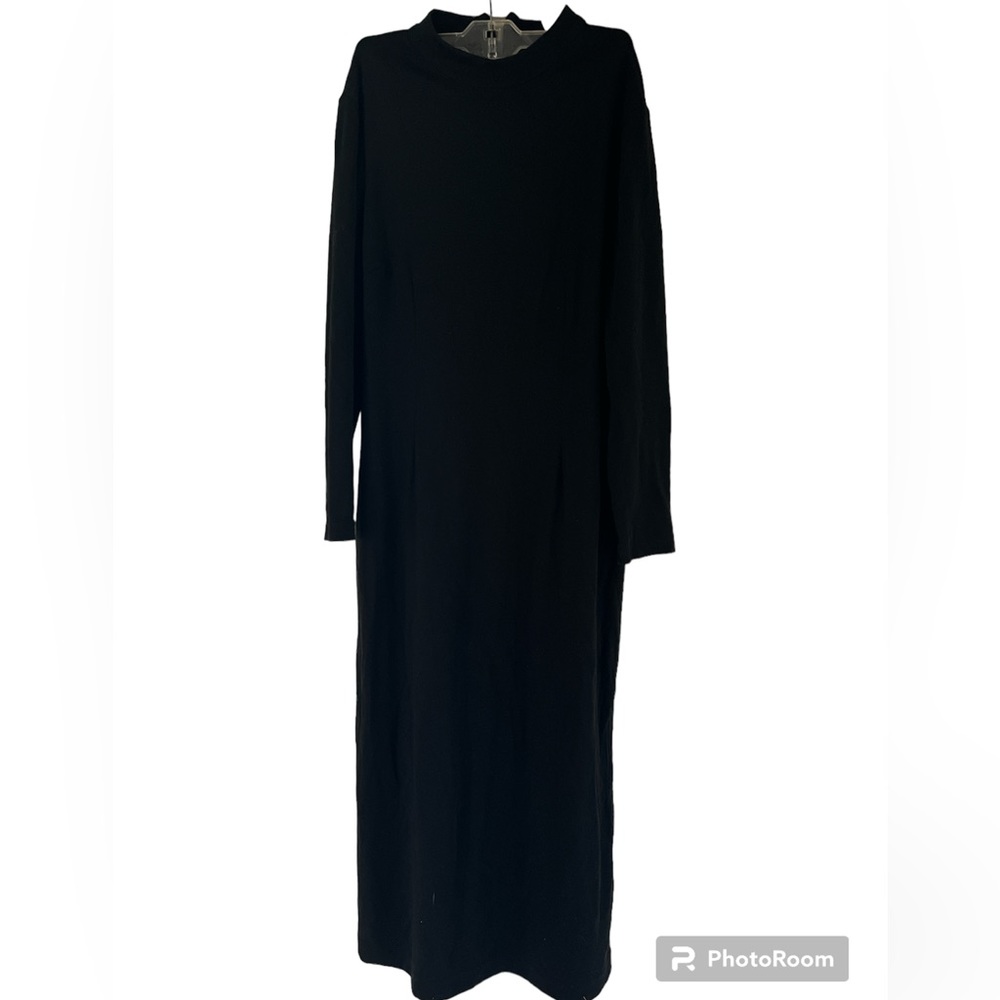 Long sleeve black dress with mock turtleneck A298AR1